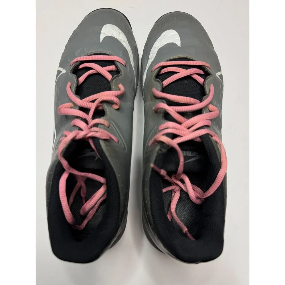 Nike GG Youth Girls 8.5 Hyperdiamond 4 Keystone Softball Cleats Grey Black